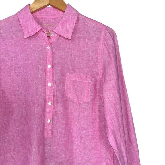 Lilly Pulitzer Deanna Popover Linen Tunic Top Pink Sunset Size 4 - Picture 11 of 11